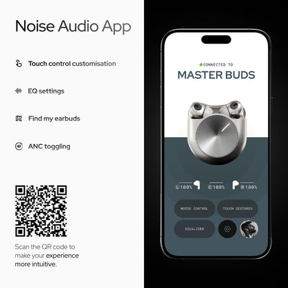 Noise Master Buds, Sound by Bose in-Ear Bluetooth Earbuds, Up to 49dB Adaptive ANC, LHDC 5.0, Immersive Spatial Audio, 44H Playtime with 6 mic ENC, Dual Pairing, IPX5 Ear Buds TWS (Titanium) Visit the Noise Store