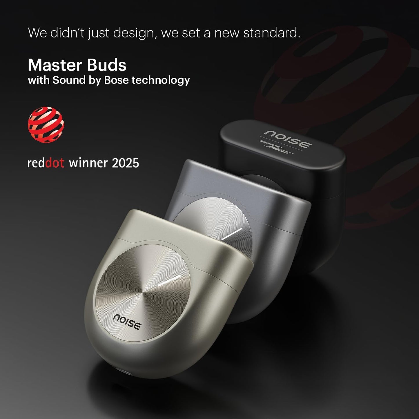 Noise Master Buds, Sound by Bose in-Ear Bluetooth Earbuds, Up to 49dB Adaptive ANC, LHDC 5.0, Immersive Spatial Audio, 44H Playtime with 6 mic ENC, Dual Pairing, IPX5 Ear Buds TWS (Titanium) Visit the Noise Store