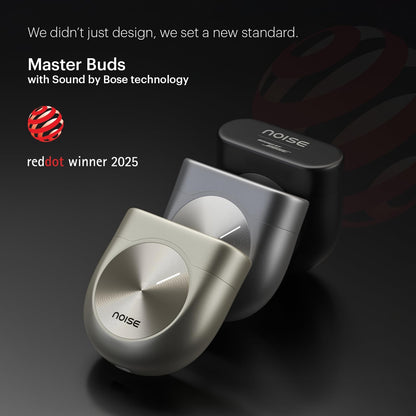Noise Master Buds, Sound by Bose in-Ear Bluetooth Earbuds, Up to 49dB Adaptive ANC, LHDC 5.0, Immersive Spatial Audio, 44H Playtime with 6 mic ENC, Dual Pairing, IPX5 Ear Buds TWS (Titanium) Visit the Noise Store