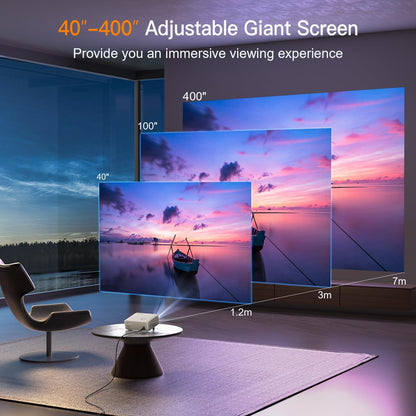 [Auto Focus & Keystone] Projector 4K Supported, XuanPad WiFi6 Bluetooth Native 1080P Smart Portable Projector, 50% Zoom, 22000L Outdoor/Home Cinema Projector with Tripod for iOS/Android/TV Stick