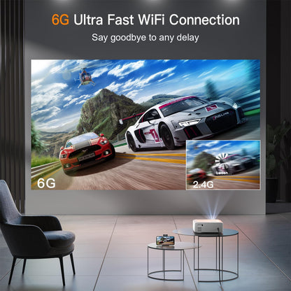 [Auto Focus & Keystone] Projector 4K Supported, XuanPad WiFi6 Bluetooth Native 1080P Smart Portable Projector, 50% Zoom, 22000L Outdoor/Home Cinema Projector with Tripod for iOS/Android/TV Stick