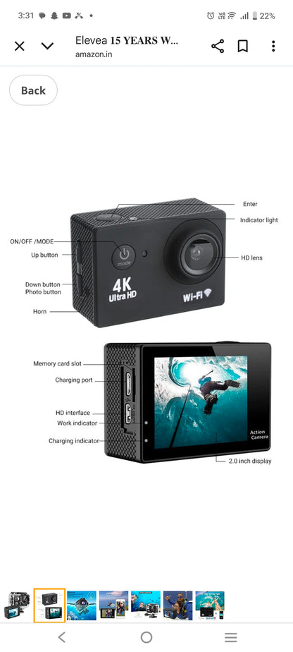 4K GoPro camera full HD ultra views waterproof 1080p